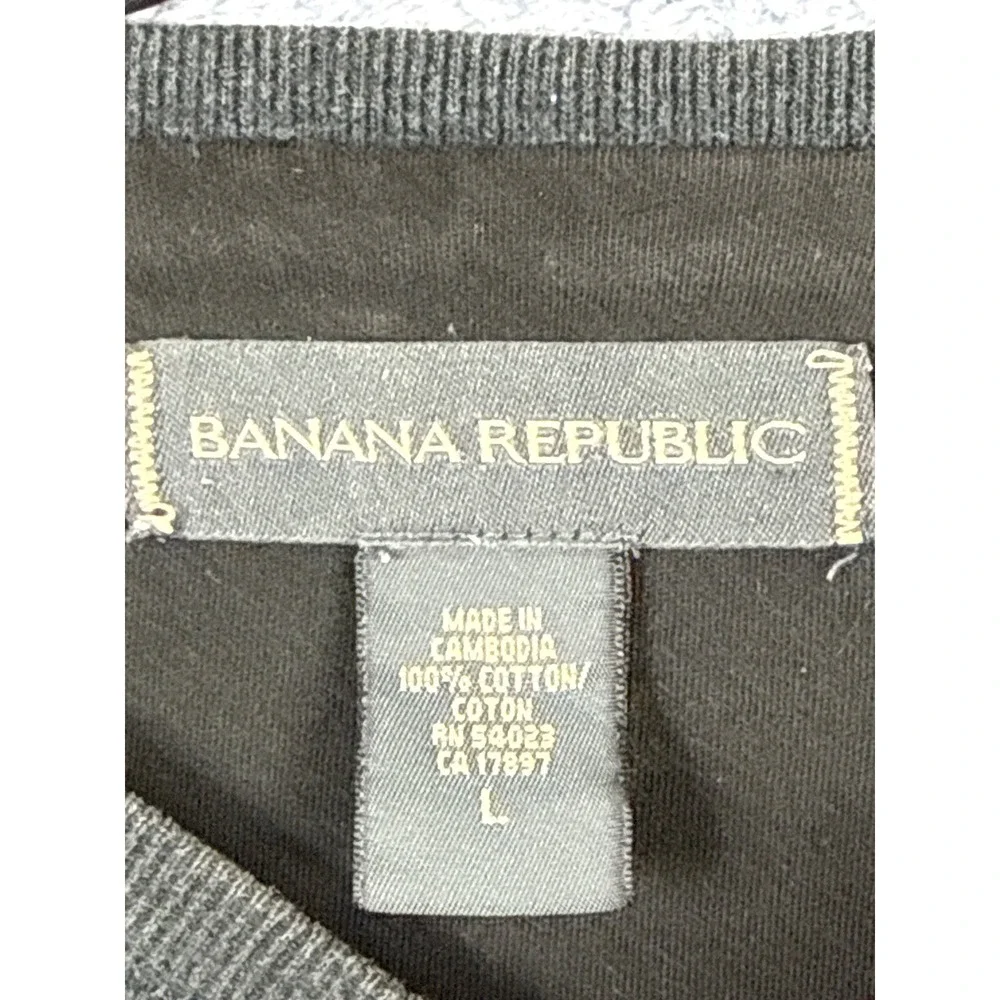 Banana Republic Mens L Gray Cotton Sweater Crewneck Long Sleeve Knit Pullover
